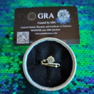 Moissanite ring 1 carat S925 sterling silver crossover bypass sz 9 wedding